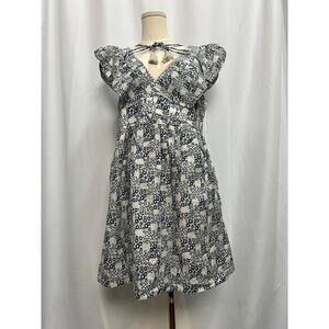 NWT! Anthropologie V-Neck Plunge Tunic‎ Mini Dress Blue Motif Size SMALL